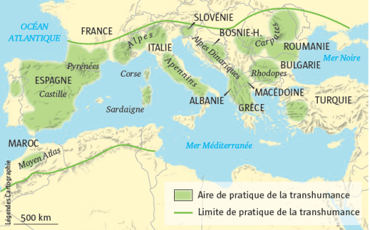 Carte transhumances mediterranee